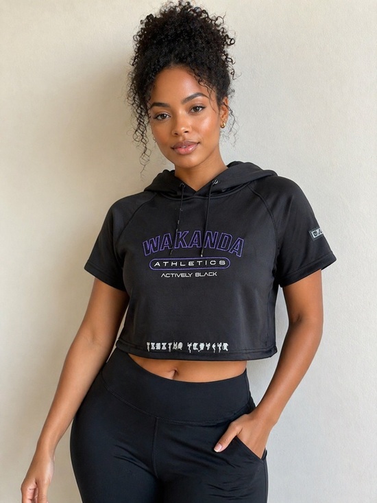 Tops - “Actively Black Wakanda Athletics Cropped Hoodie NWT Marvel Black Panther